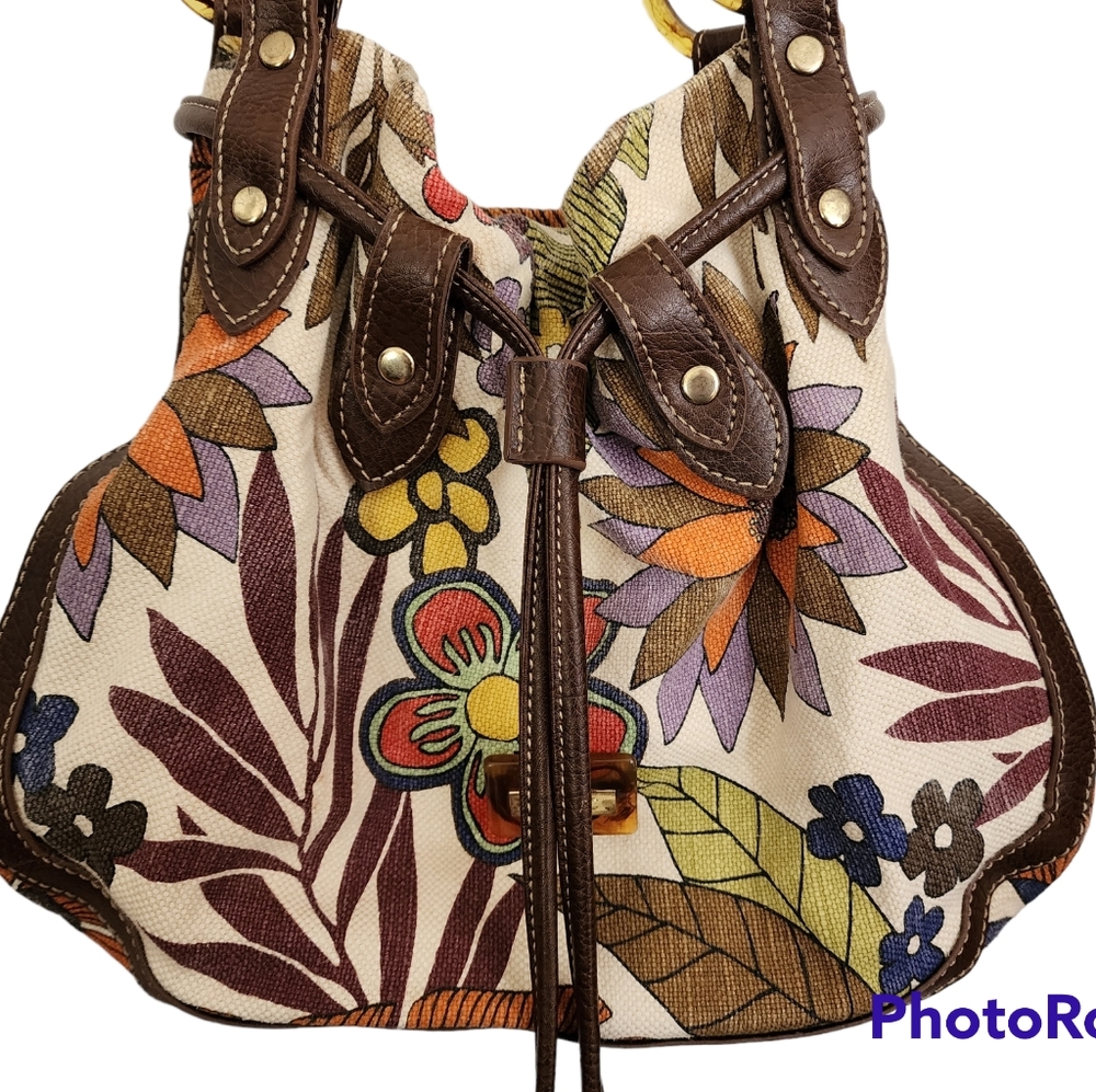 Y2K Vintage Floral Relic Handbag/Shoulder Bag with drawstring & Snap Closure